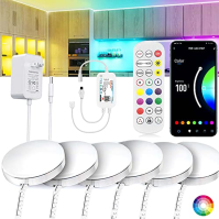 Kruhové RGB vícebarevné stmívatelné LED podskádlové osvětlení pro kuchyňské vitríny kompatibilní s Alexou, Echem, Google Home (ž